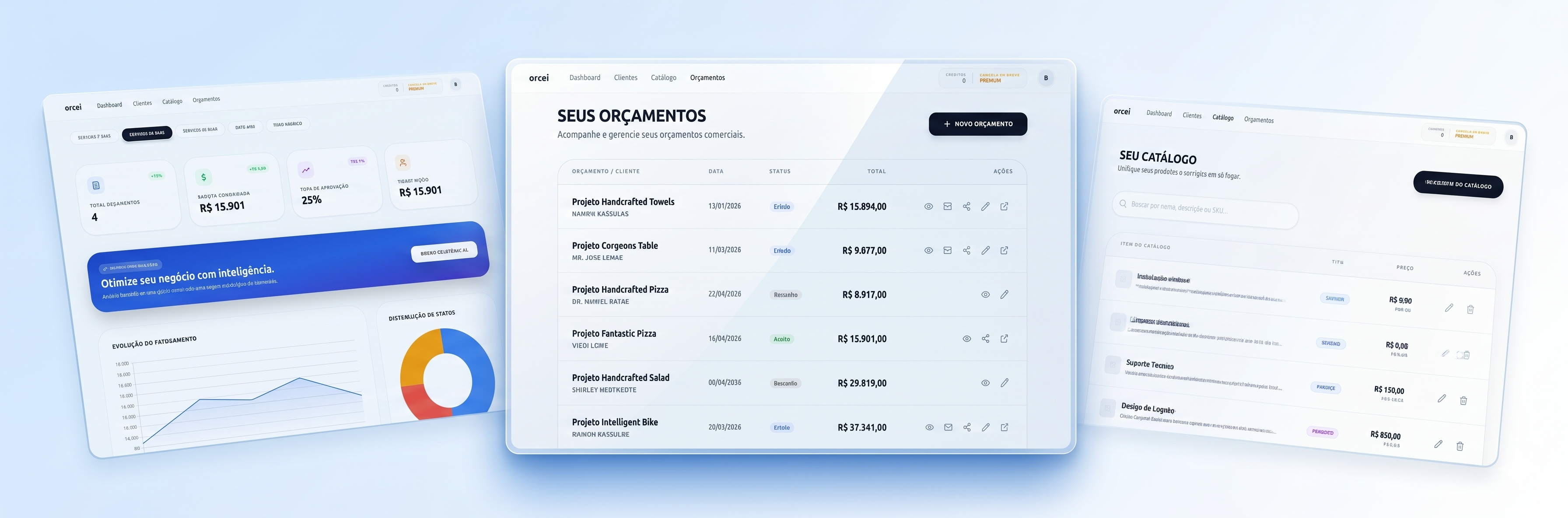 Orcei Fácil — painel de orçamentos inteligência artificial